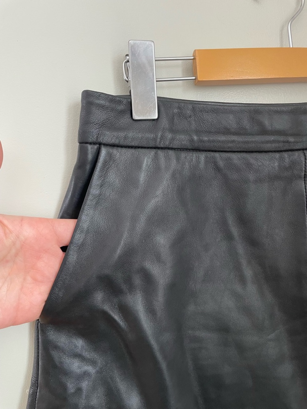 Part Two Copenhagen Lambskin Leather A Line Mini Skirt Size 36 Scandi Classic - Picture 6 of 15